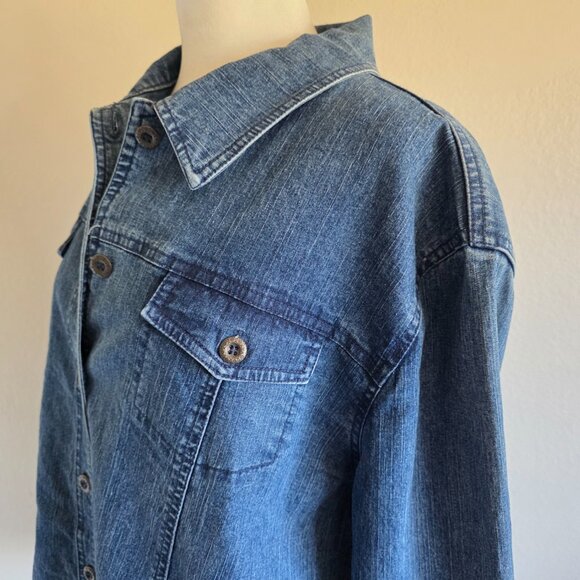 NEW Alfred Dunner Jean Jacket Blue Denim Embroidered Stretch Ramie Plus Size 18 - Picture 3 of 11